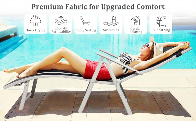 Eletriclife Outdoor Lightweight Folding Chaise Lounge Chair