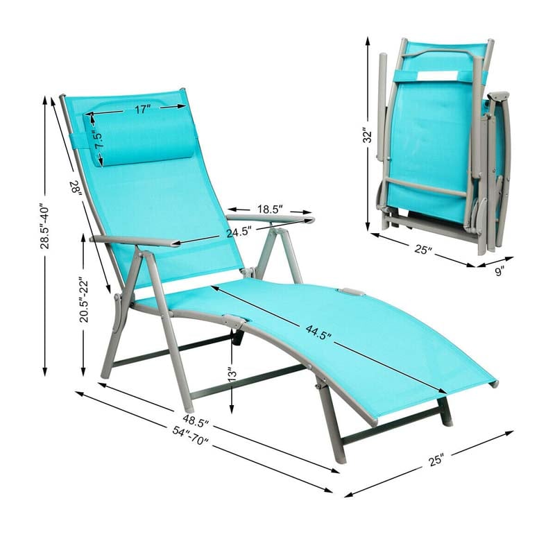 Eletriclife Outdoor Lightweight Folding Chaise Lounge Chair