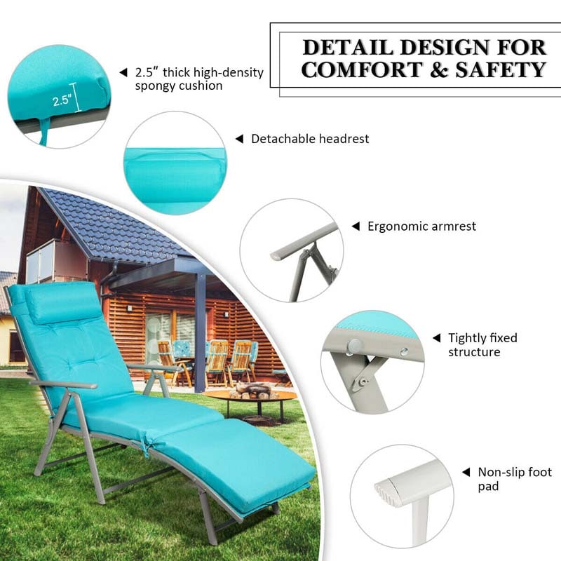 Eletriclife Outdoor Lightweight Folding Chaise Lounge Chair