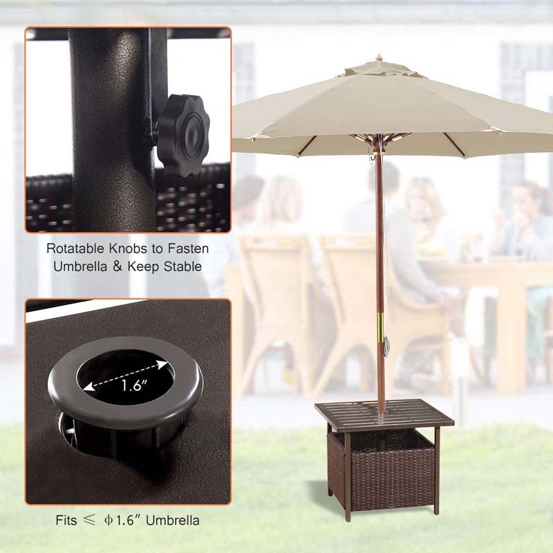 Eletriclife Outdoor Patio Rattan Wicker Steel Side Deck Table