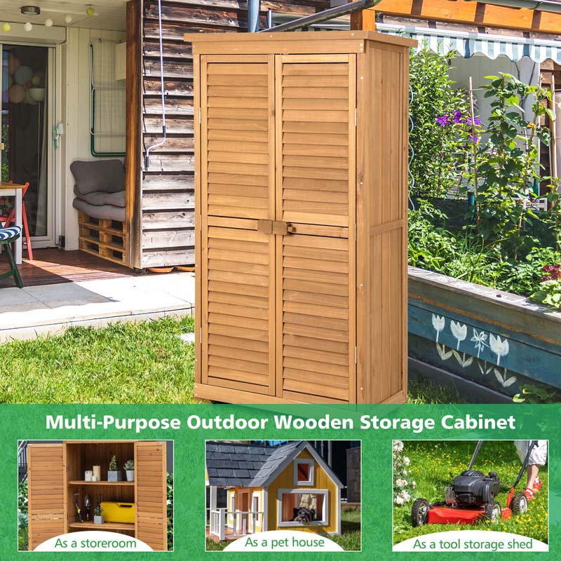 Eletriclife Outdoor Wooden Garden Tool Storage Cabinet