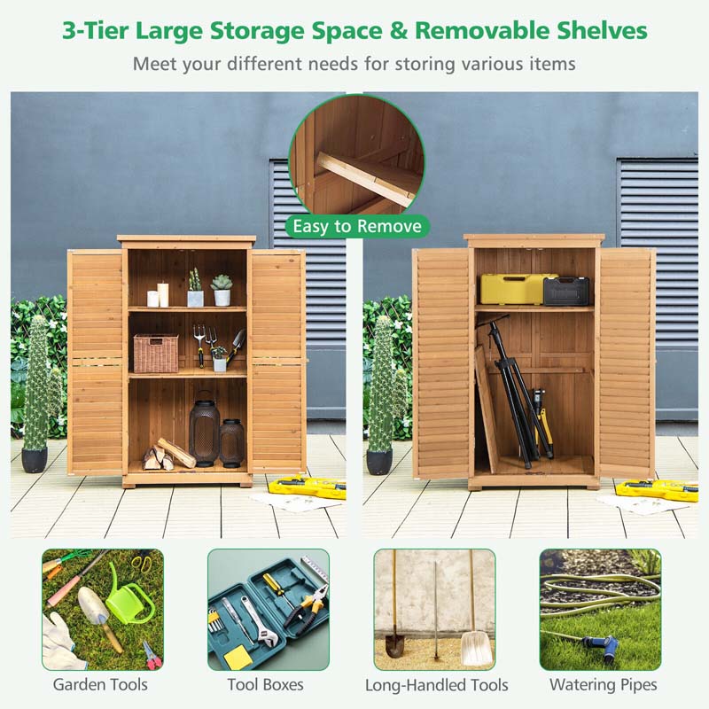 Eletriclife Outdoor Wooden Garden Tool Storage Cabinet