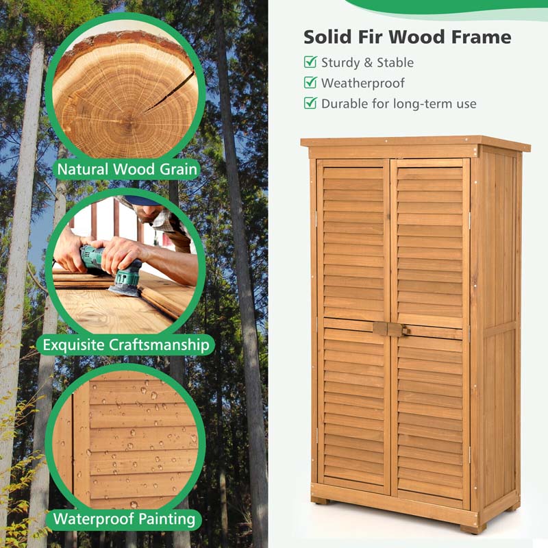 Eletriclife Outdoor Wooden Garden Tool Storage Cabinet
