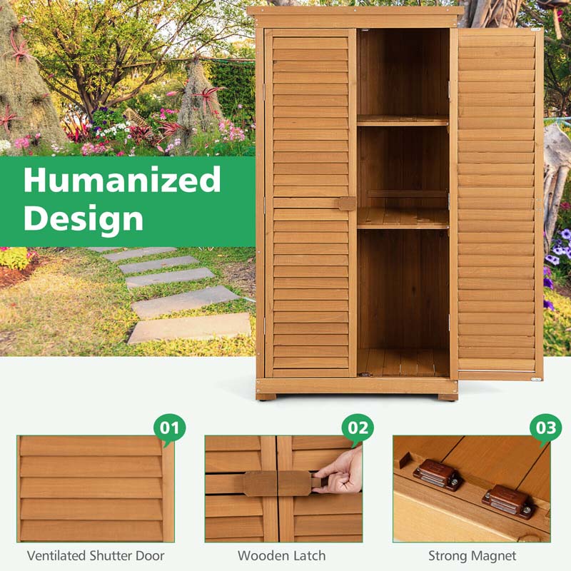 Eletriclife Outdoor Wooden Garden Tool Storage Cabinet