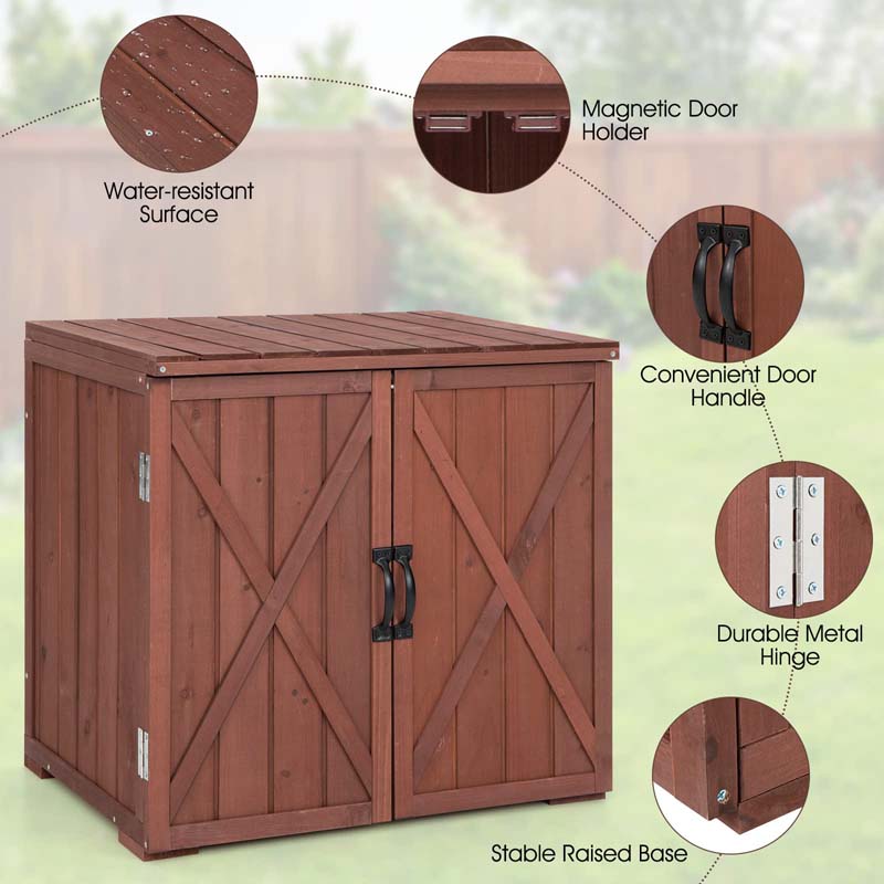 Eletriclife Outdoor Wooden Storage Cabinet with Double Doors