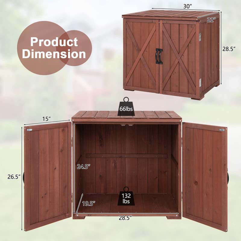 Eletriclife Outdoor Wooden Storage Cabinet with Double Doors