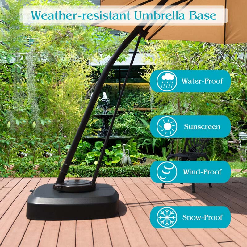 Eletriclife Patio Cantilever Offset Umbrella Base with Wheels for Garden Poolside Deck