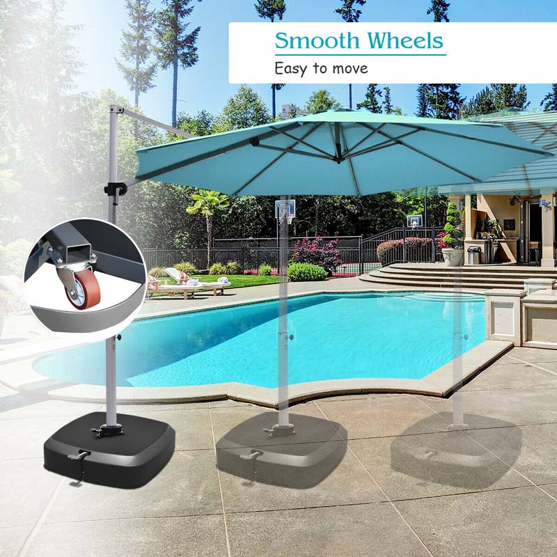 Eletriclife Patio Cantilever Offset Umbrella Base with Wheels for Garden Poolside Deck