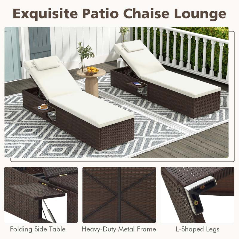 Eletriclife Patio Chaise Lounge Set of 2 with Backrest Seat Cushion and Headrest