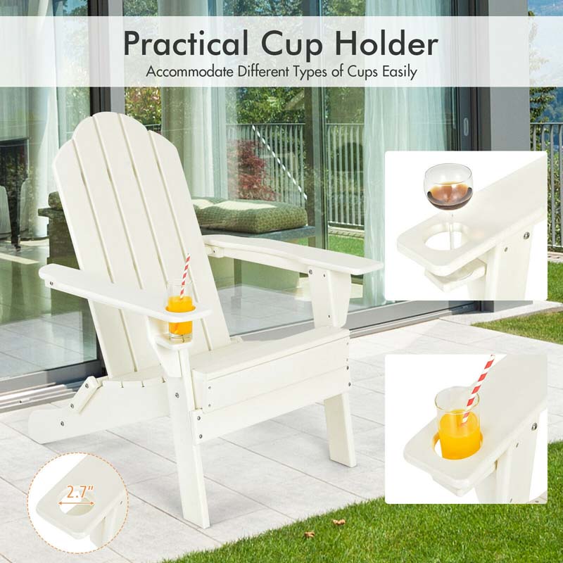 Eletriclife Patio Folding Adirondack Chair with Built-in Cup Holder