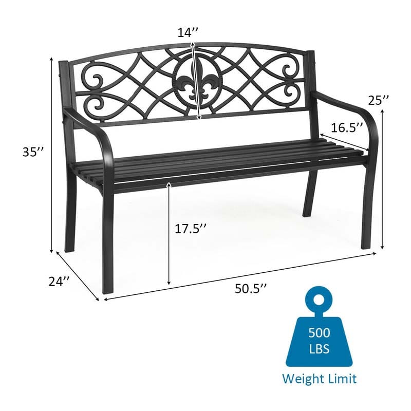 Eletriclife Patio Park Yard Outdoor Furniture Steel Bench