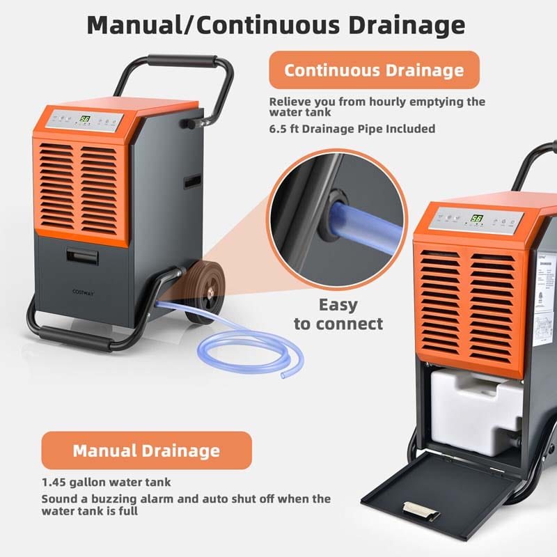Eletriclife Portable Commercial Dehumidifier with Water Tank and Drainage Pipe