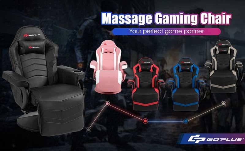 Eletriclife Racing Style High Back Massage Gaming Chair with Pillow