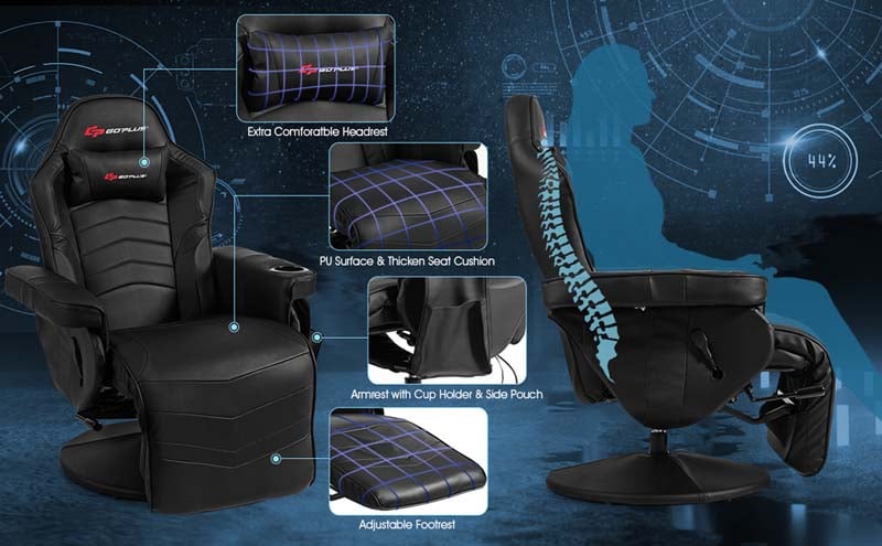Eletriclife Racing Style High Back Massage Gaming Chair with Pillow