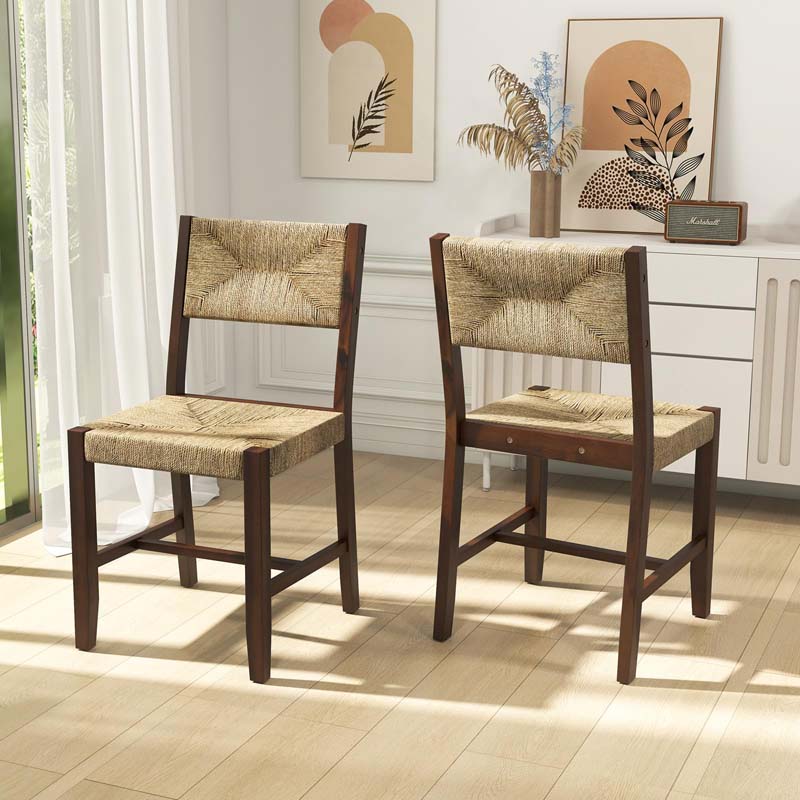 Eletriclife Rattan Wooden Dining Chair for Kitchen Dining Room