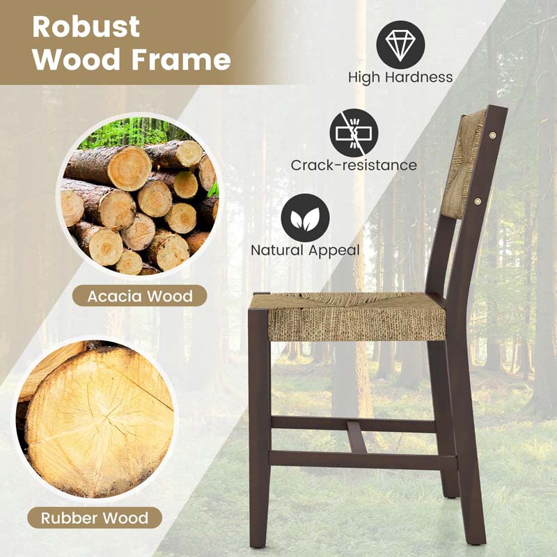 Eletriclife Rattan Wooden Dining Chair for Kitchen Dining Room