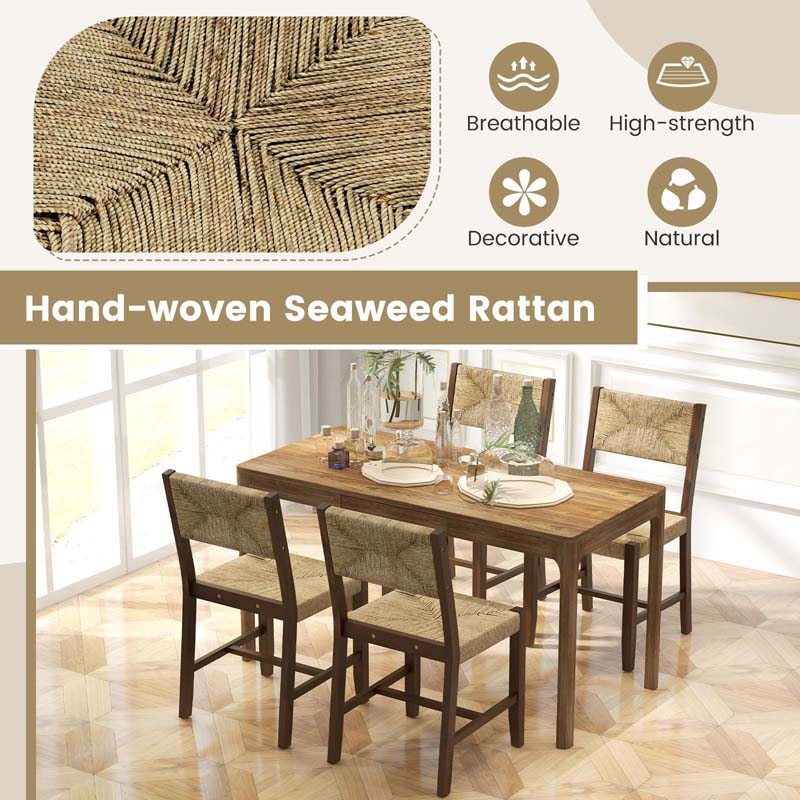 Eletriclife Rattan Wooden Dining Chair for Kitchen Dining Room