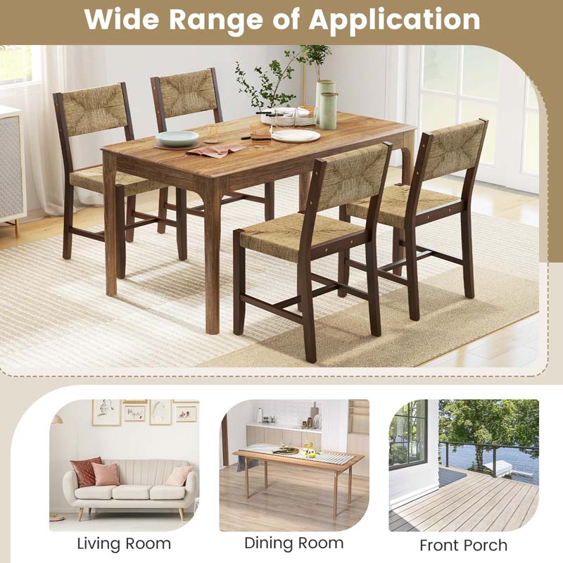 Eletriclife Rattan Wooden Dining Chair for Kitchen Dining Room