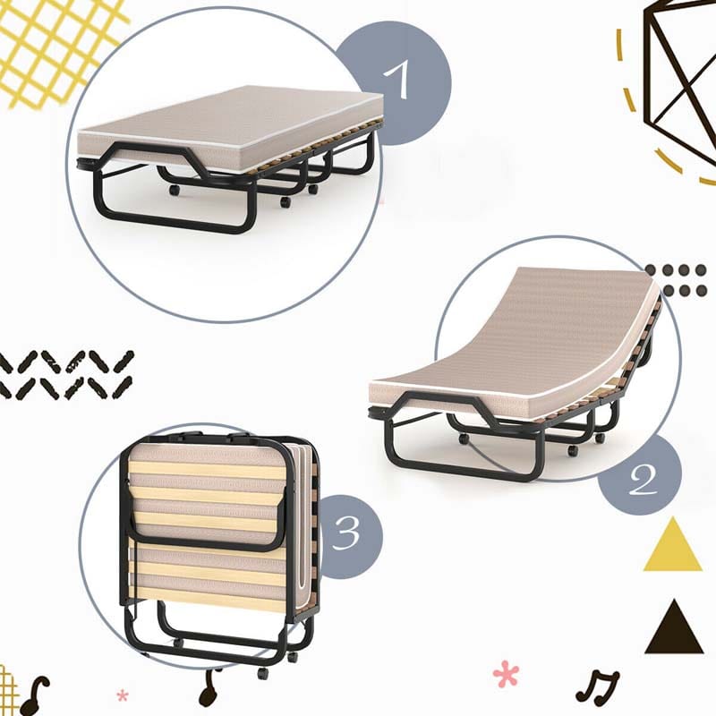 Eletriclife Rollaway Folding Bed with Memory Foam Mattress