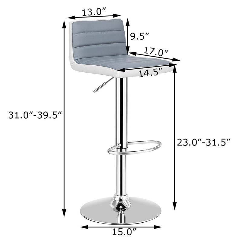 Eletriclife Set of 2 Adjustable Height Barstool with PU Leather