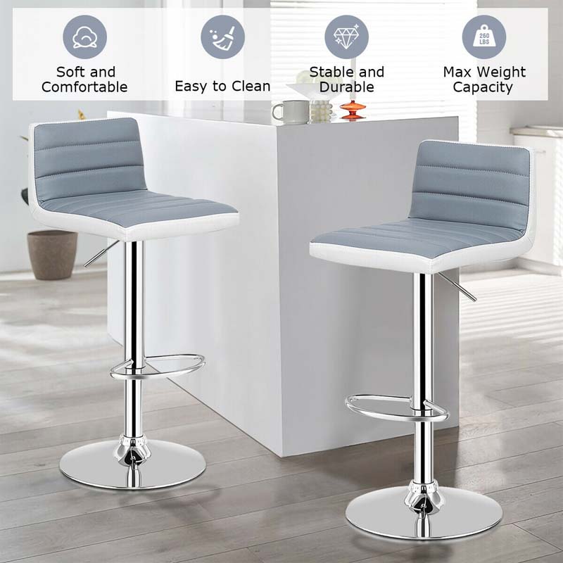 Eletriclife Set of 2 Adjustable Height Barstool with PU Leather