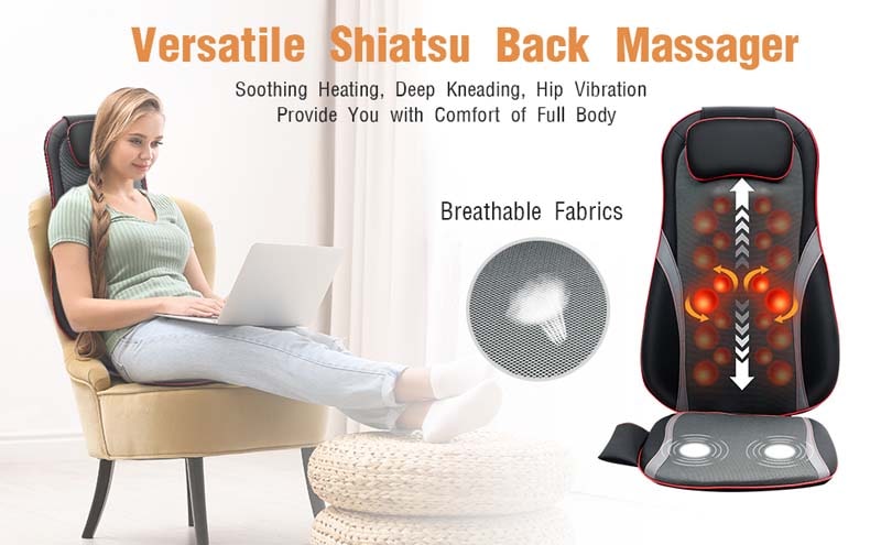 iHome SHIATSUMASSAGE LOUNGER Deep Tissue Back Massager with Heat