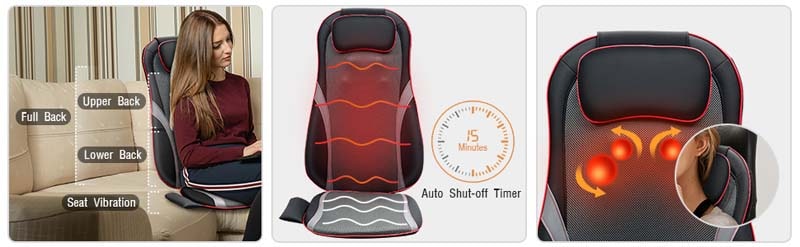 Shiatsu Full Back Massager with Heat & Massage Seat Cushion