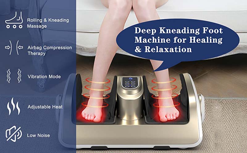 Giantex Shiatsu Foot & Calf Massager W/ Compression Kneading Heating &  Vibrating Black 