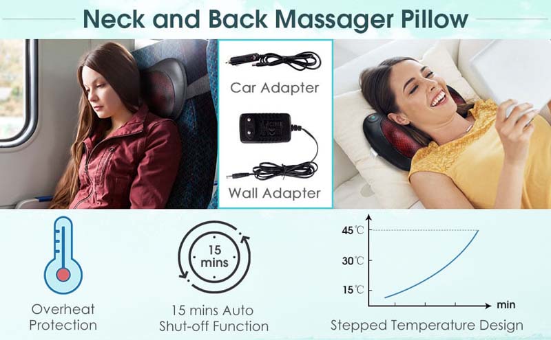 Eletriclife Shiatsu Pillow Massager with Heat Deep Kneading