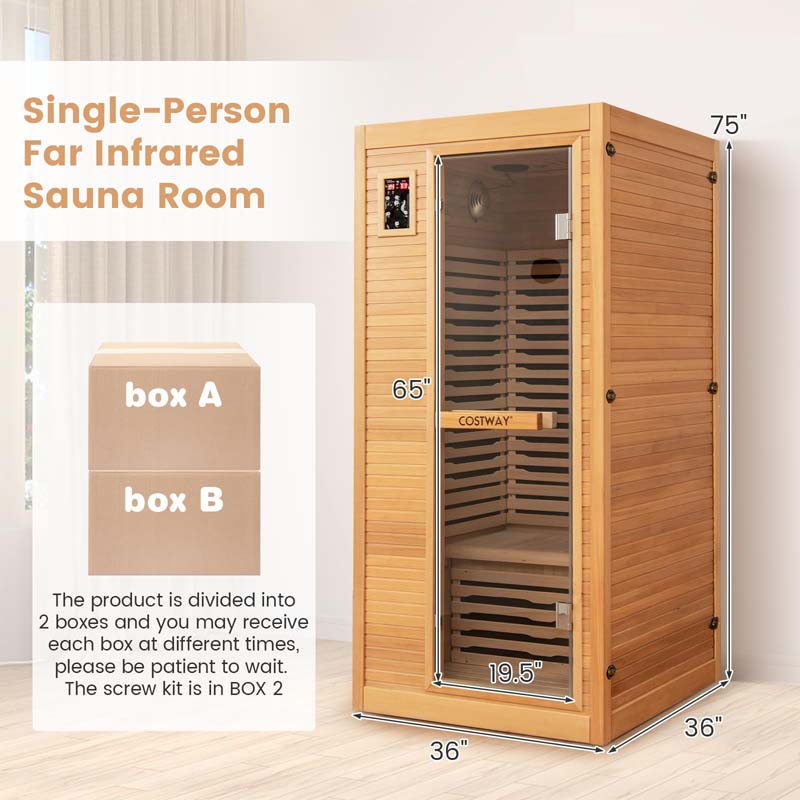 Eletriclife Single Person Far Infrared Wooden Sauna for Home