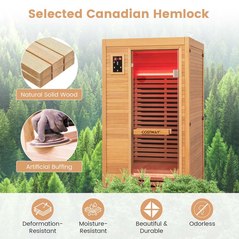 Eletriclife Single Person Far Infrared Wooden Sauna for Home