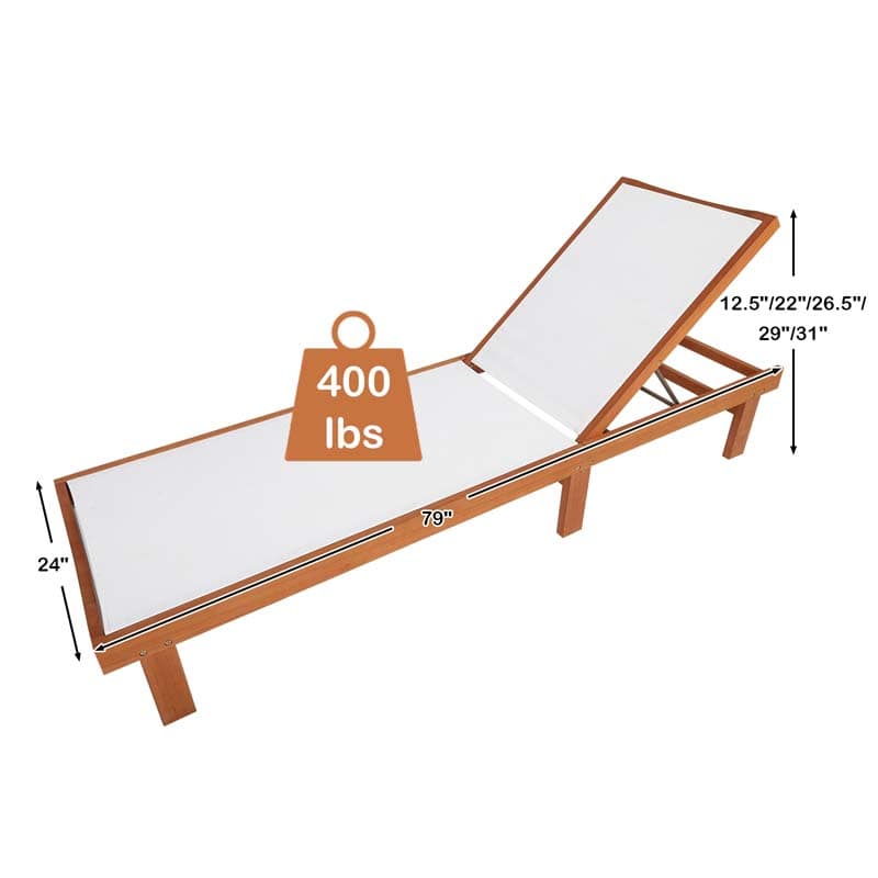 Eletriclife Solid Wood Back Adjustable Patio Lounge Chair