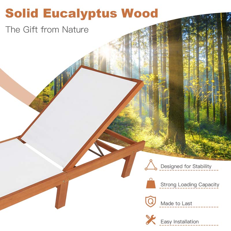 Eletriclife Solid Wood Back Adjustable Patio Lounge Chair