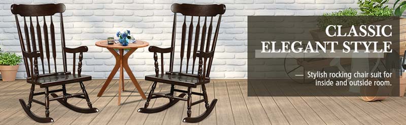 Eletriclife Solid Wood Porch Glossy Finish Rocking Chair