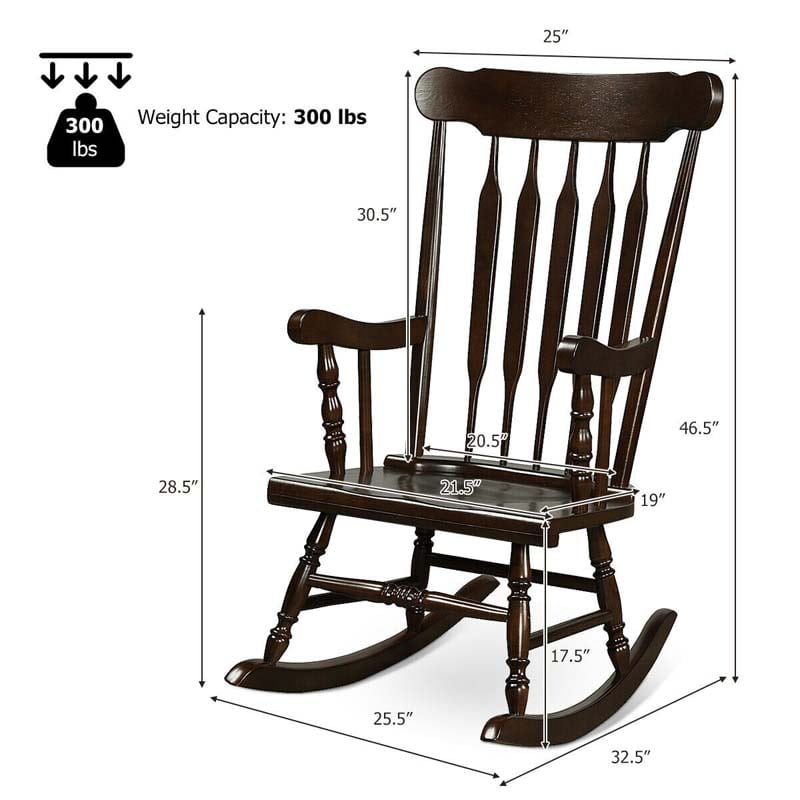 Eletriclife Solid Wood Porch Glossy Finish Rocking Chair