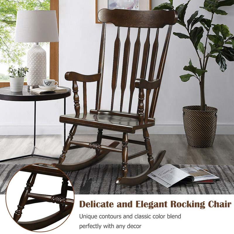 Eletriclife Solid Wood Porch Glossy Finish Rocking Chair