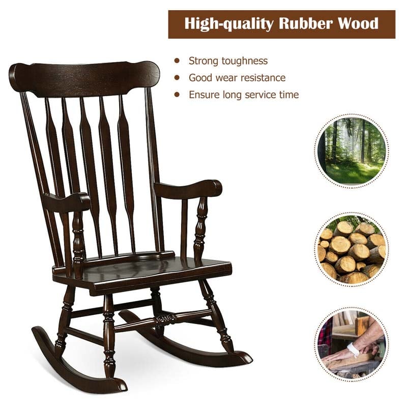 Eletriclife Solid Wood Porch Glossy Finish Rocking Chair