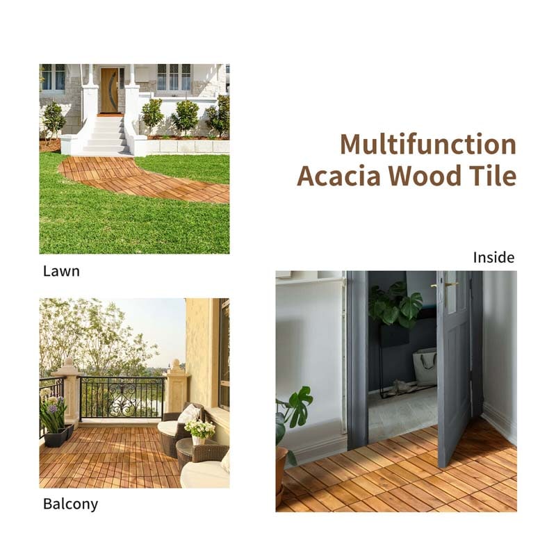 Eletriclife 27 Pieces Acacia Wood Interlocking Patio Deck Tile