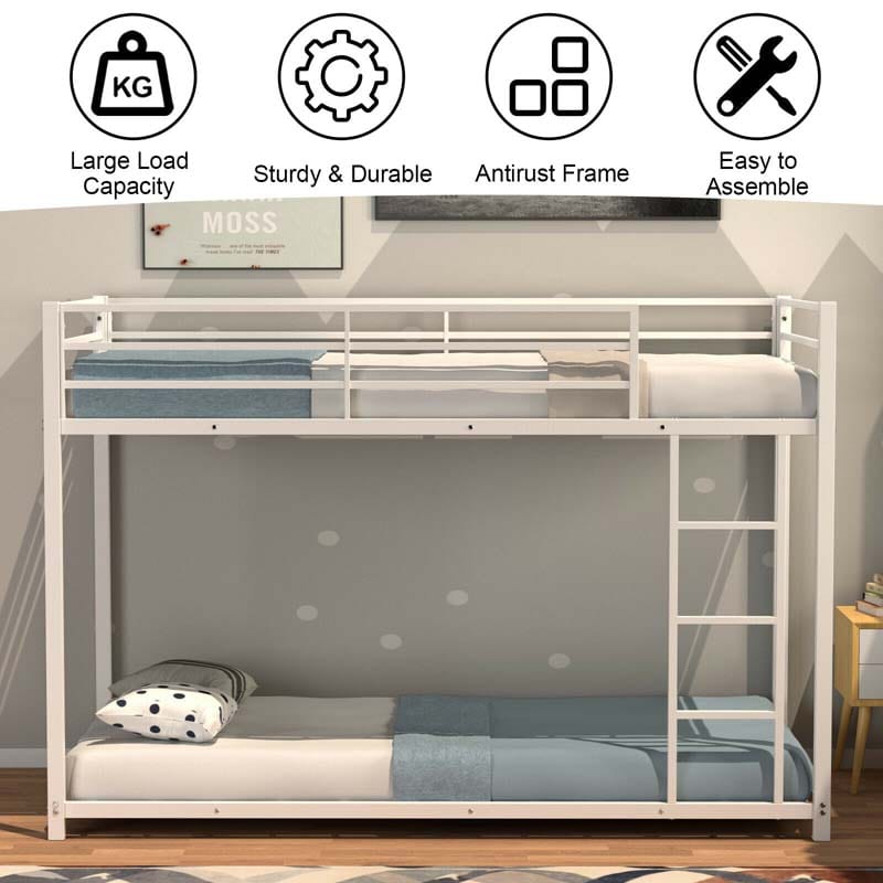 Eletriclife Twin Over Twin Bunk Bed Frame Platform with Guard Rails