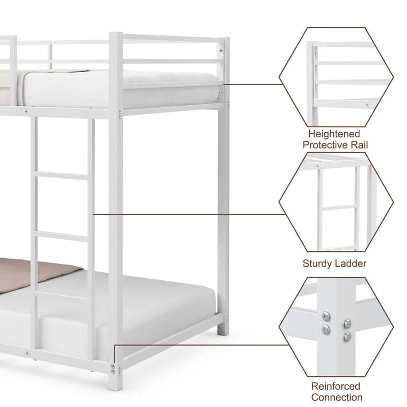 Eletriclife Twin Over Twin Bunk Bed Frame Platform with Guard Rails