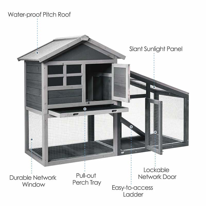 Eletriclife Wooden Chicken Coop with Ventilation Door and Removable Tray