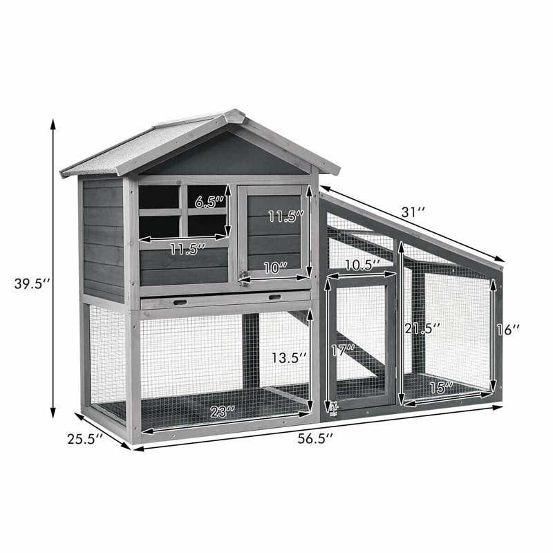 Eletriclife Wooden Chicken Coop with Ventilation Door and Removable Tray