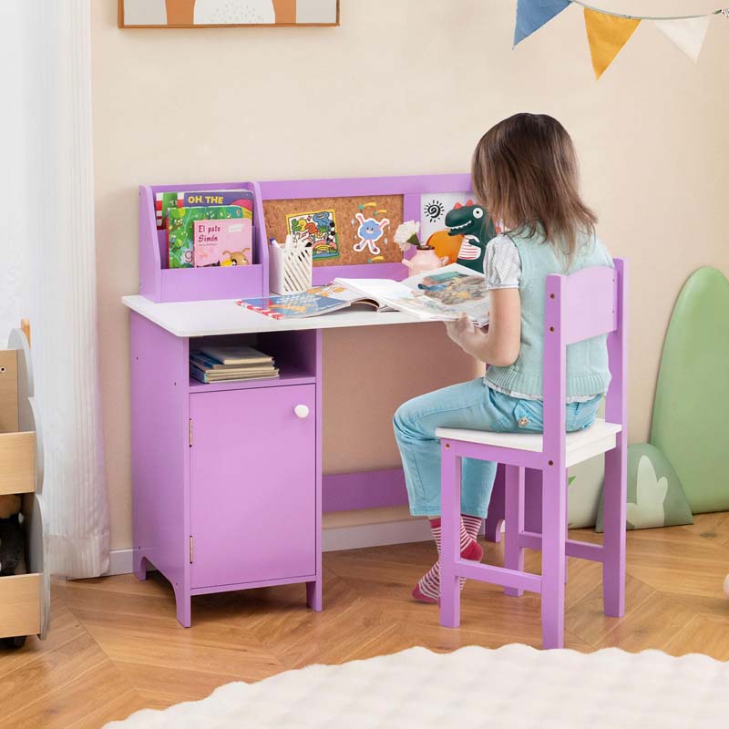 Eletriclife Wooden Children School Study Table and Chair with Whiteboard