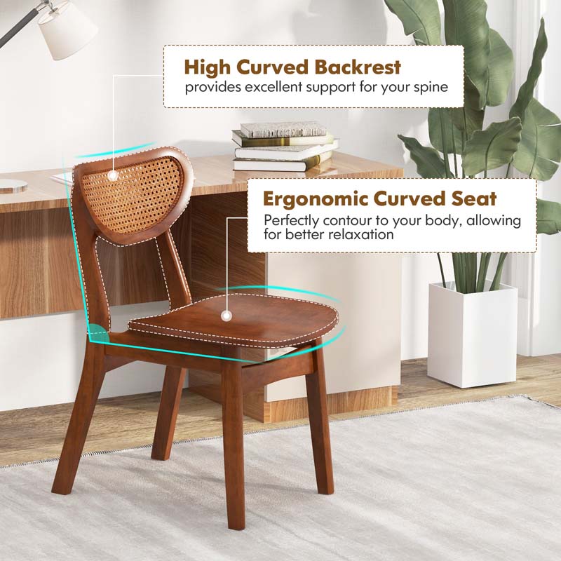 Eletriclife Wooden Dining Chair with Breathable Mesh Cane Backrest