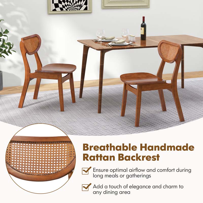 Eletriclife Wooden Dining Chair with Breathable Mesh Cane Backrest