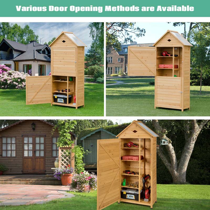 Eletriclife Wooden Outdoor Lockable Garden Tool Storage