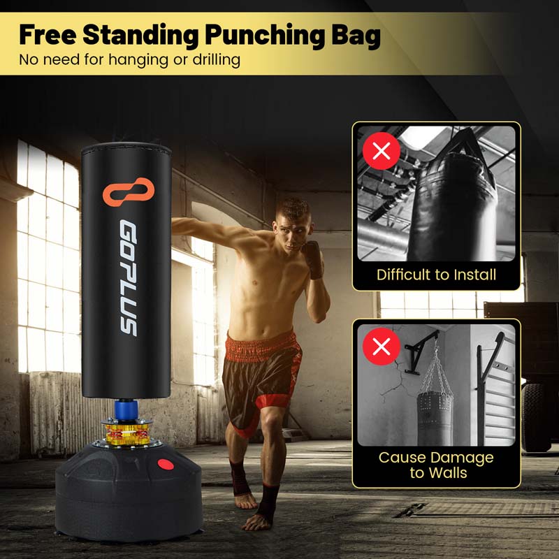 Eletriclife 68 Inch Freestanding Boxing Bags with Gloves Suction Cup Base