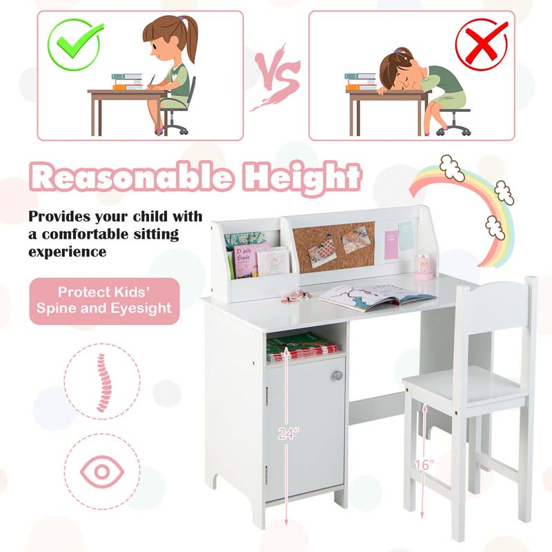 Eletriclife Wooden Kids Study Desk and Chair Set