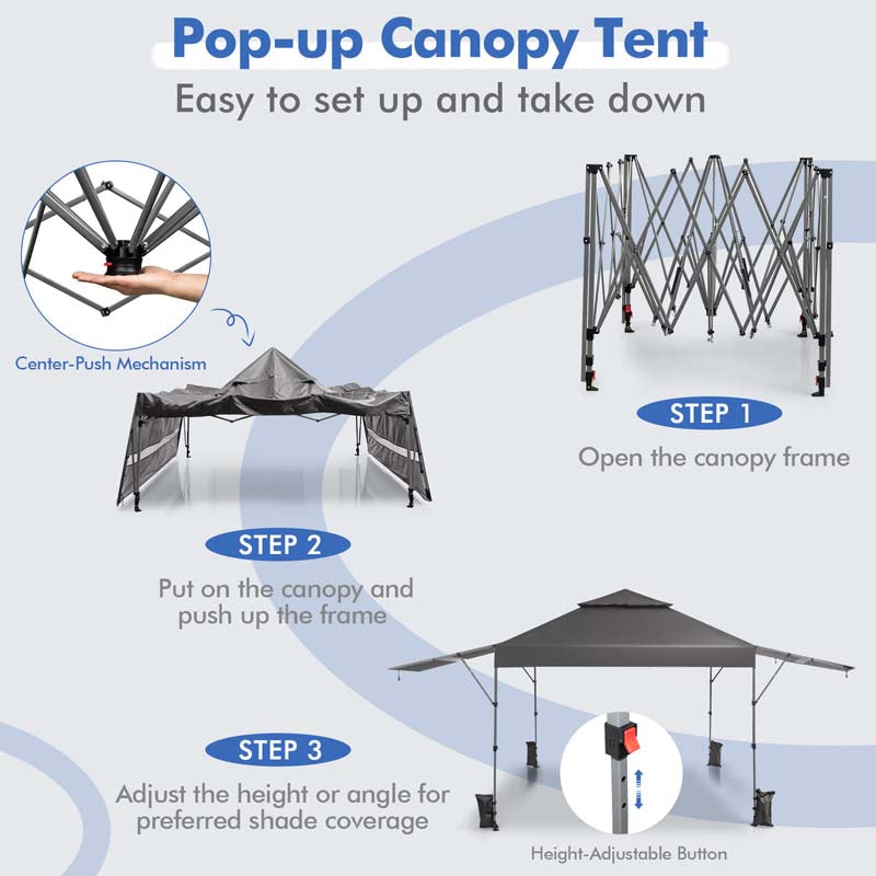 Eletriclife 10 x 17.6 Feet Outdoor Instant Pop-up Canopy Tent with Dual Half Awnings