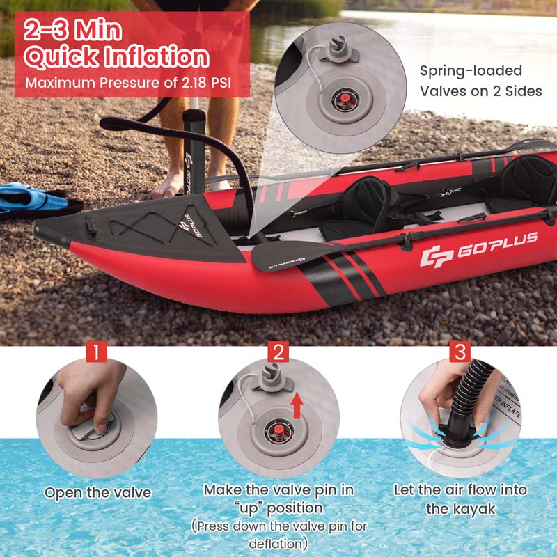 Eletriclife Inflatable 2-person Kayak Set with Aluminium Oars and Repair Kit